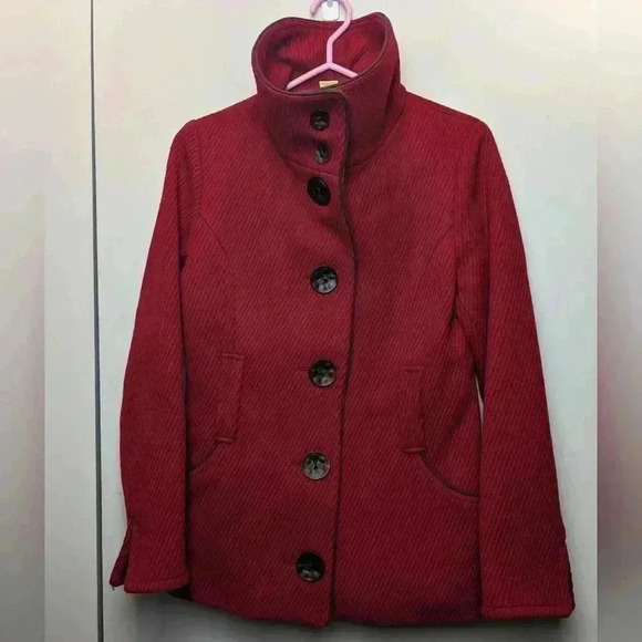 SOÏA & KYO women Pea  Coat red color size small Made in Canada Wool+Nylon - Picture 5 of 12